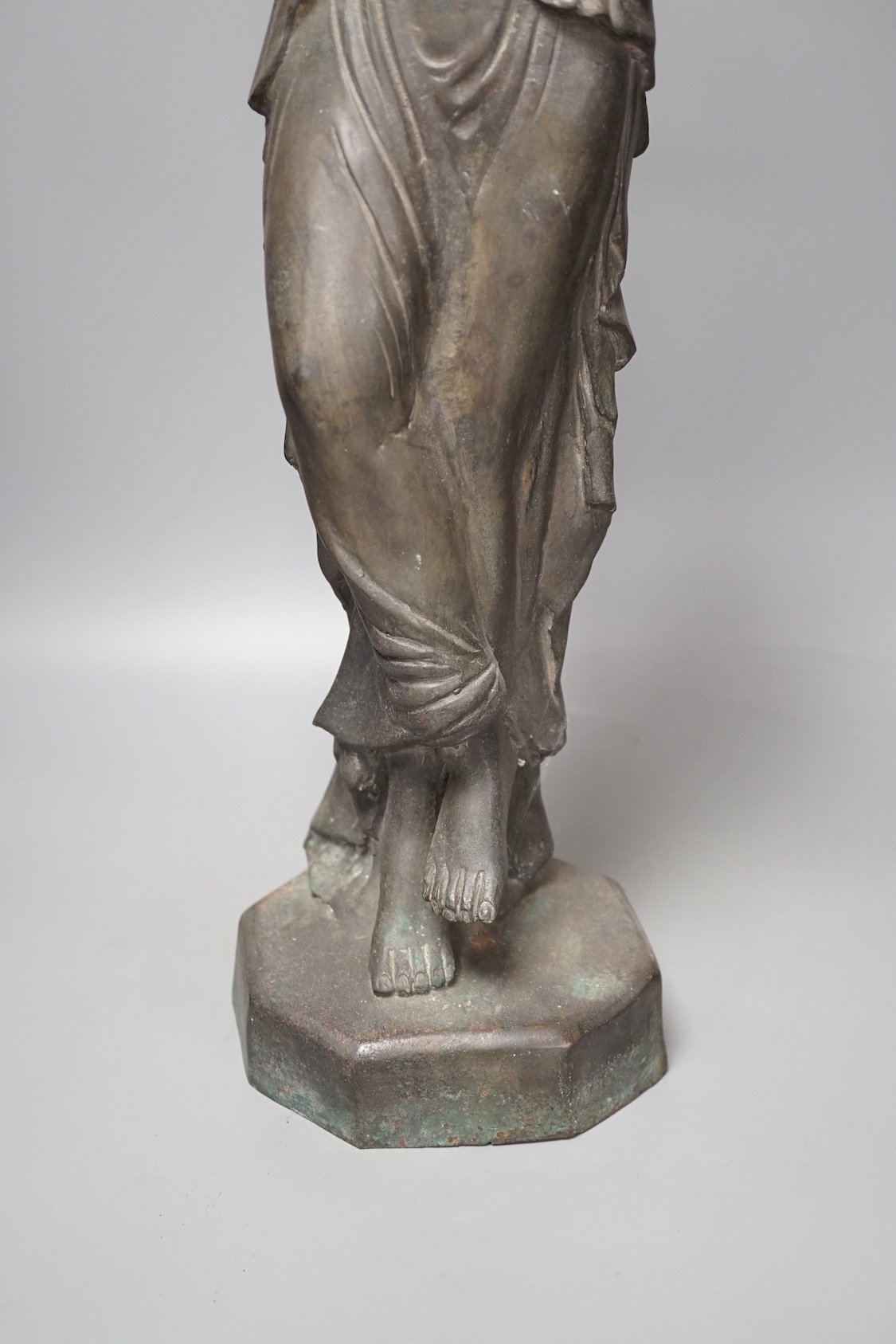 After the antique, bronze female figure, 63cm